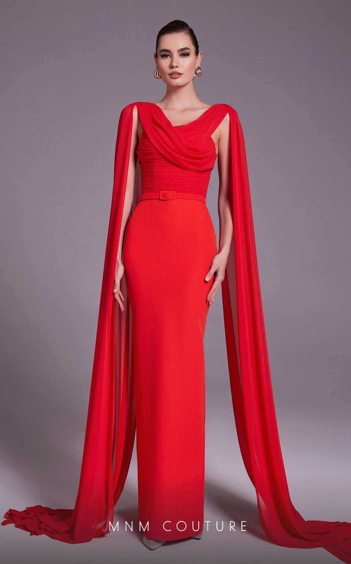 Formal Dresses Fitted Ruched Formal Long Evening Dress Coral