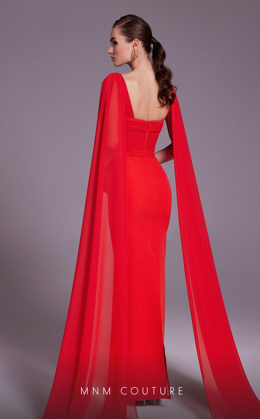 Formal Dresses Fitted Ruched Formal Long Evening Dress Coral