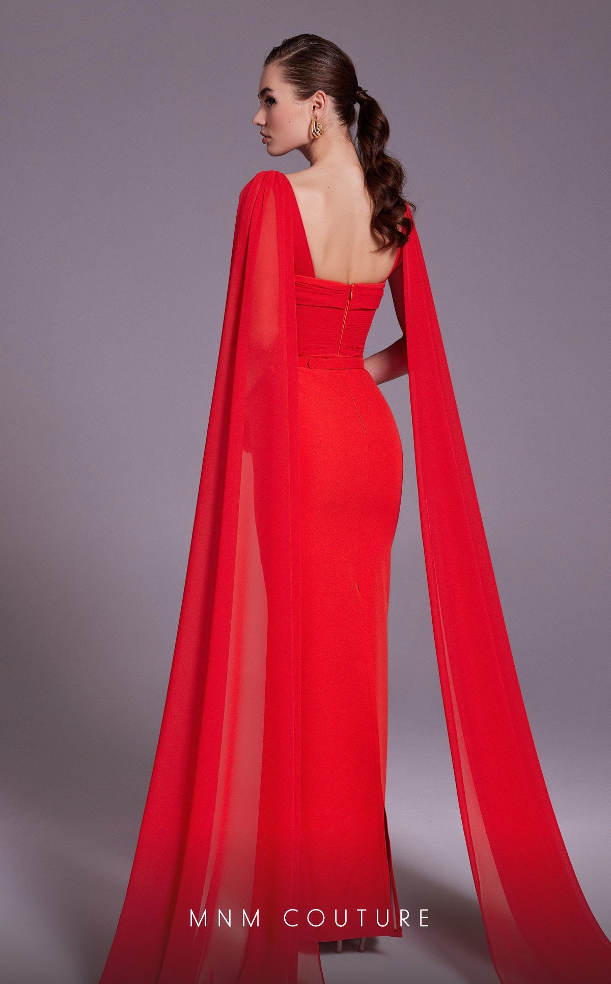 Formal Dresses Fitted Ruched Formal Long Evening Dress Coral