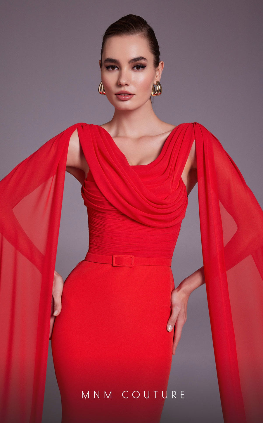Formal Dresses Fitted Ruched Formal Long Evening Dress Coral