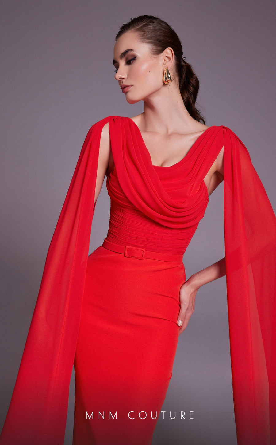 Formal Dresses Fitted Ruched Formal Long Evening Dress Coral