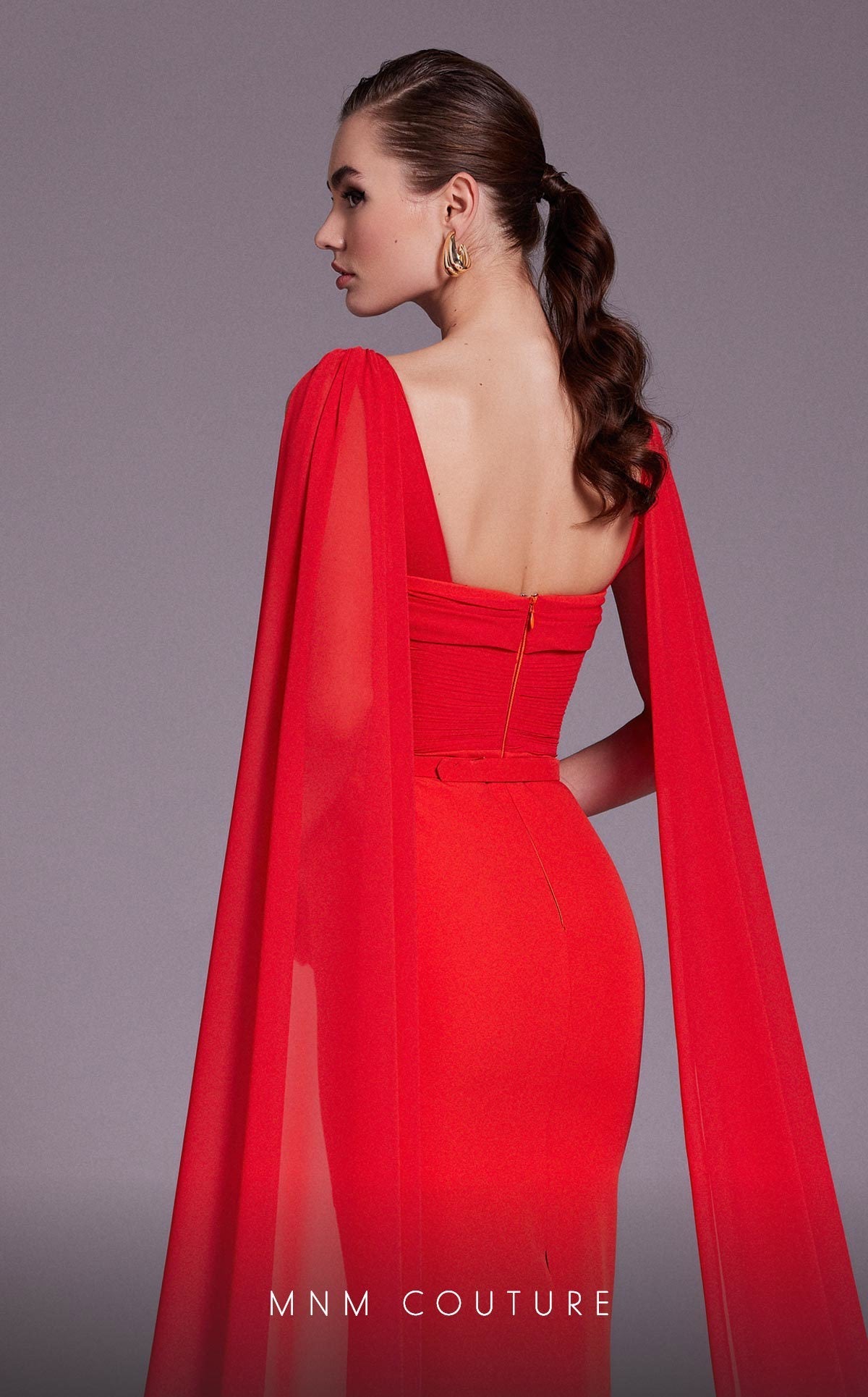 Formal Dresses Fitted Ruched Formal Long Evening Dress Coral