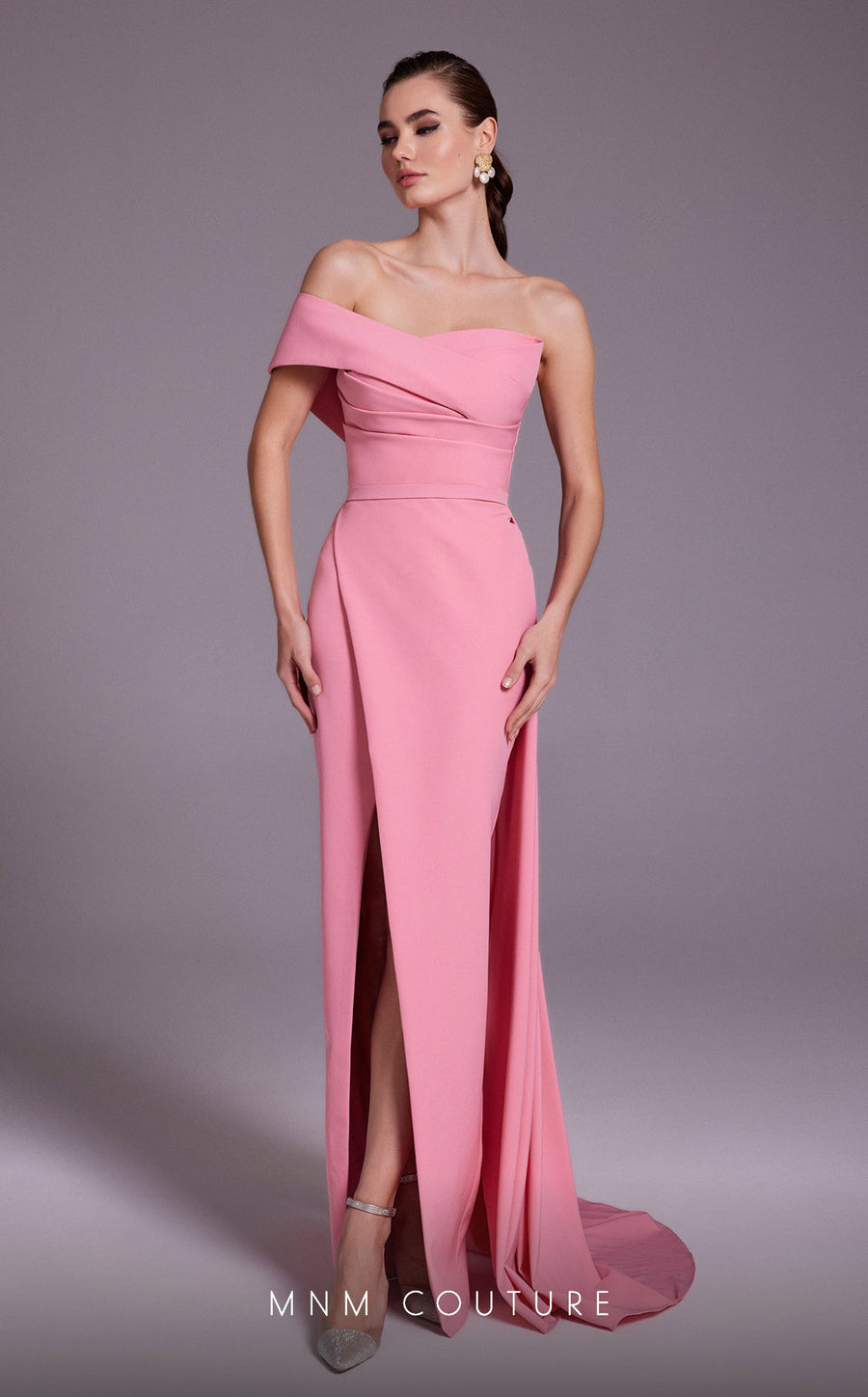 Formal Dresses Formal  Long Pleated Slit Evening Prom Dress Pink