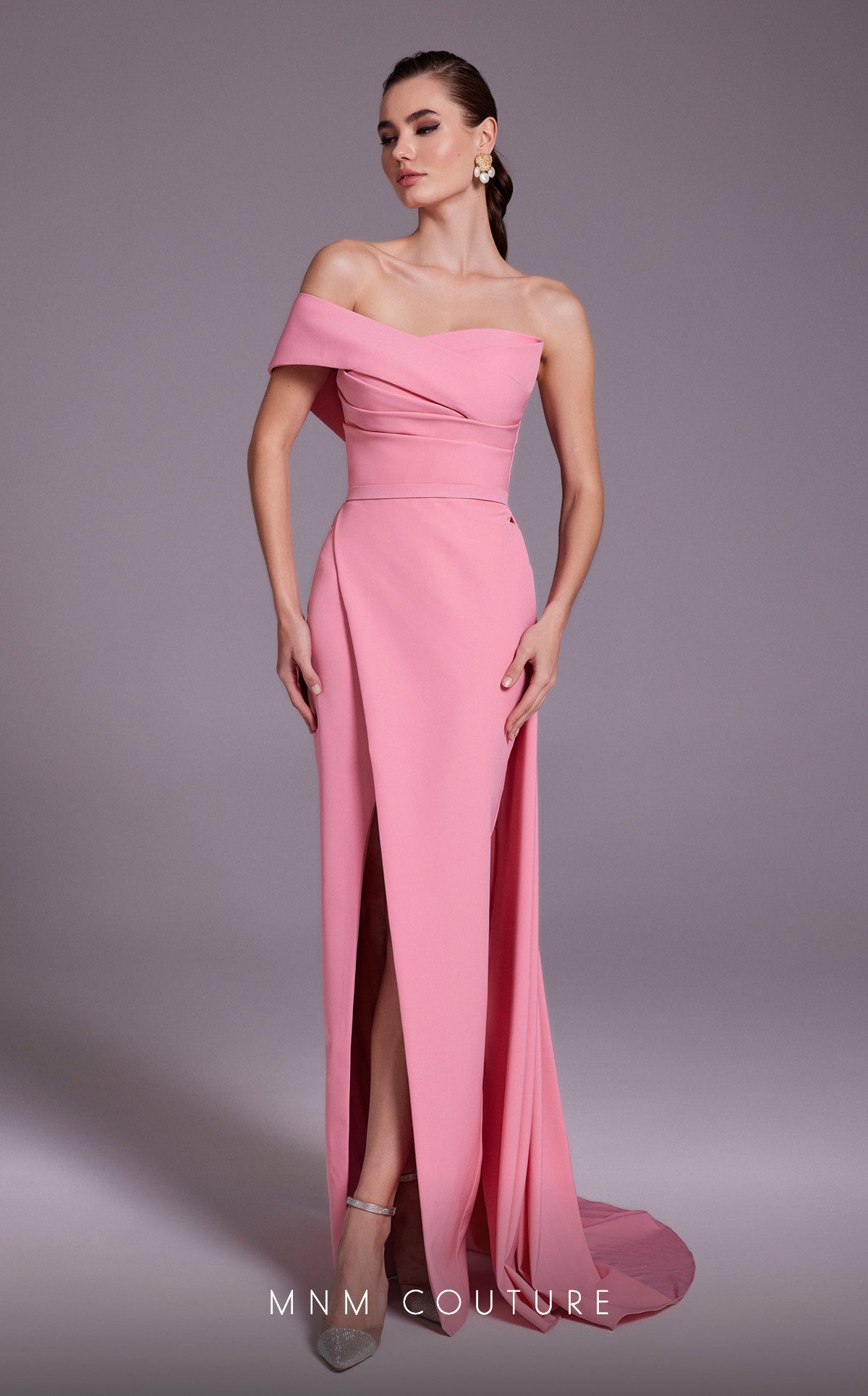 Formal Dresses Formal  Long Pleated Slit Evening Prom Dress Pink