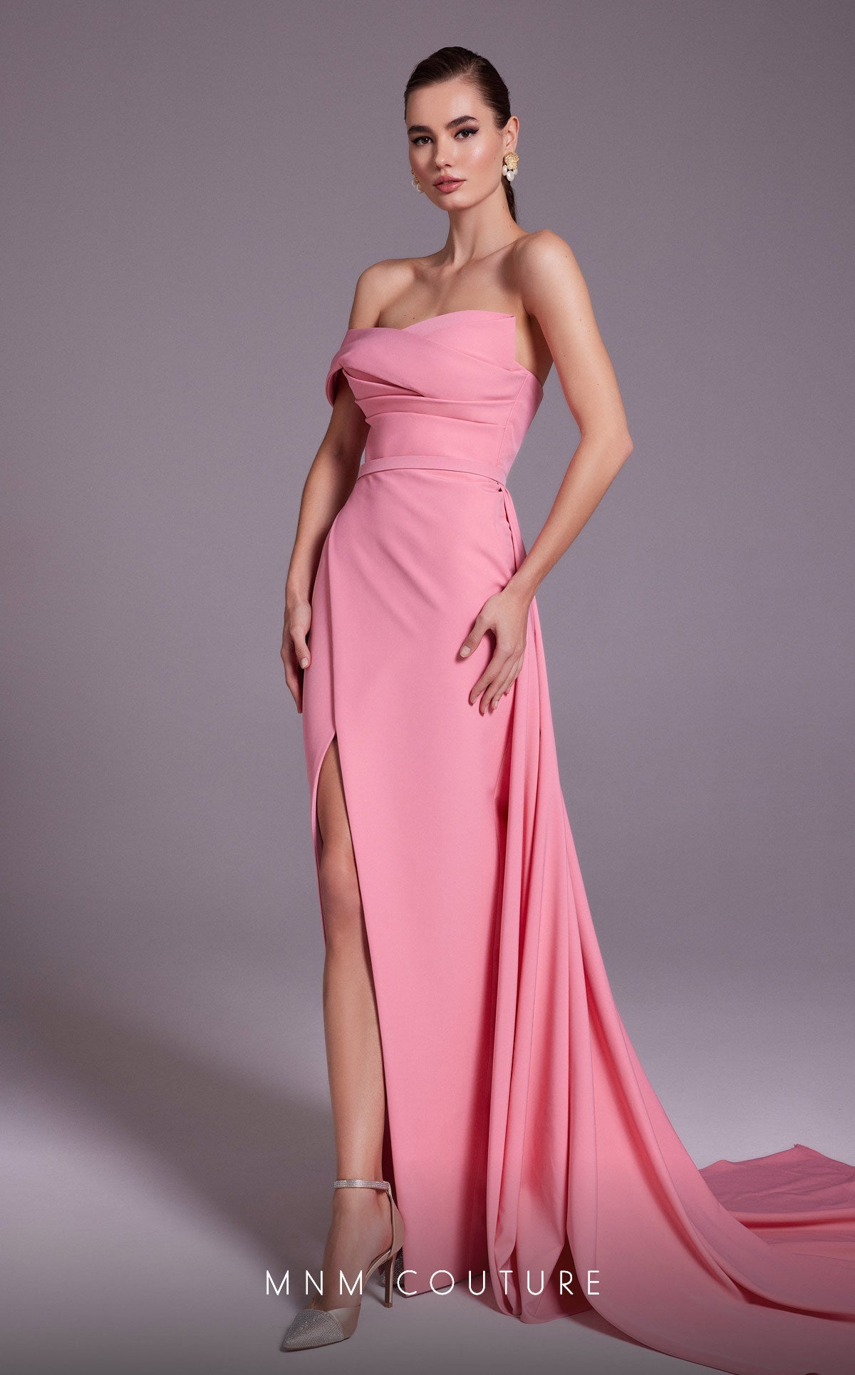 Formal Dresses Formal  Long Pleated Slit Evening Prom Dress Pink
