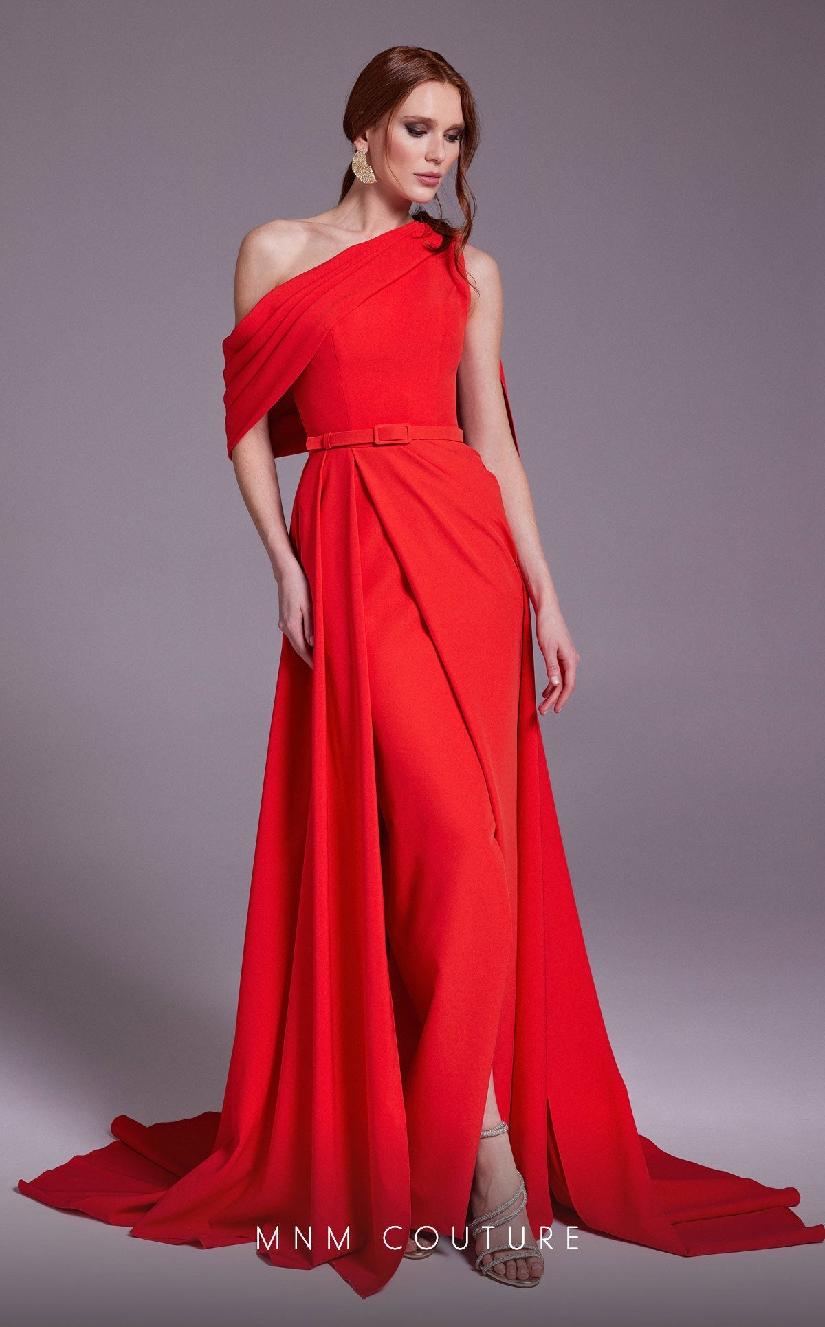 Formal Dresses Fitted Overskirt Long Slit Formal Dress Red
