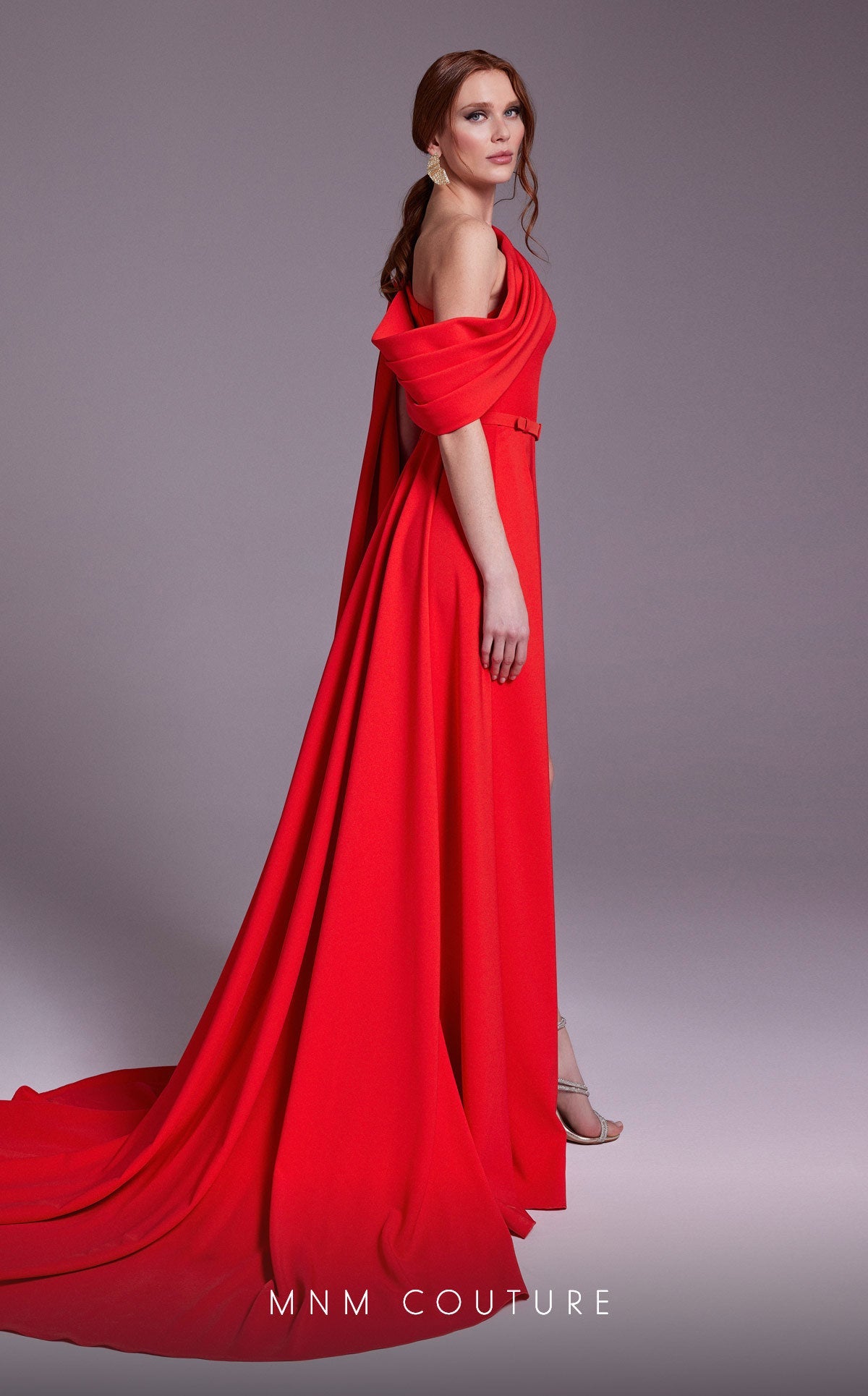Formal Dresses Fitted Overskirt Long Slit Formal Dress Red