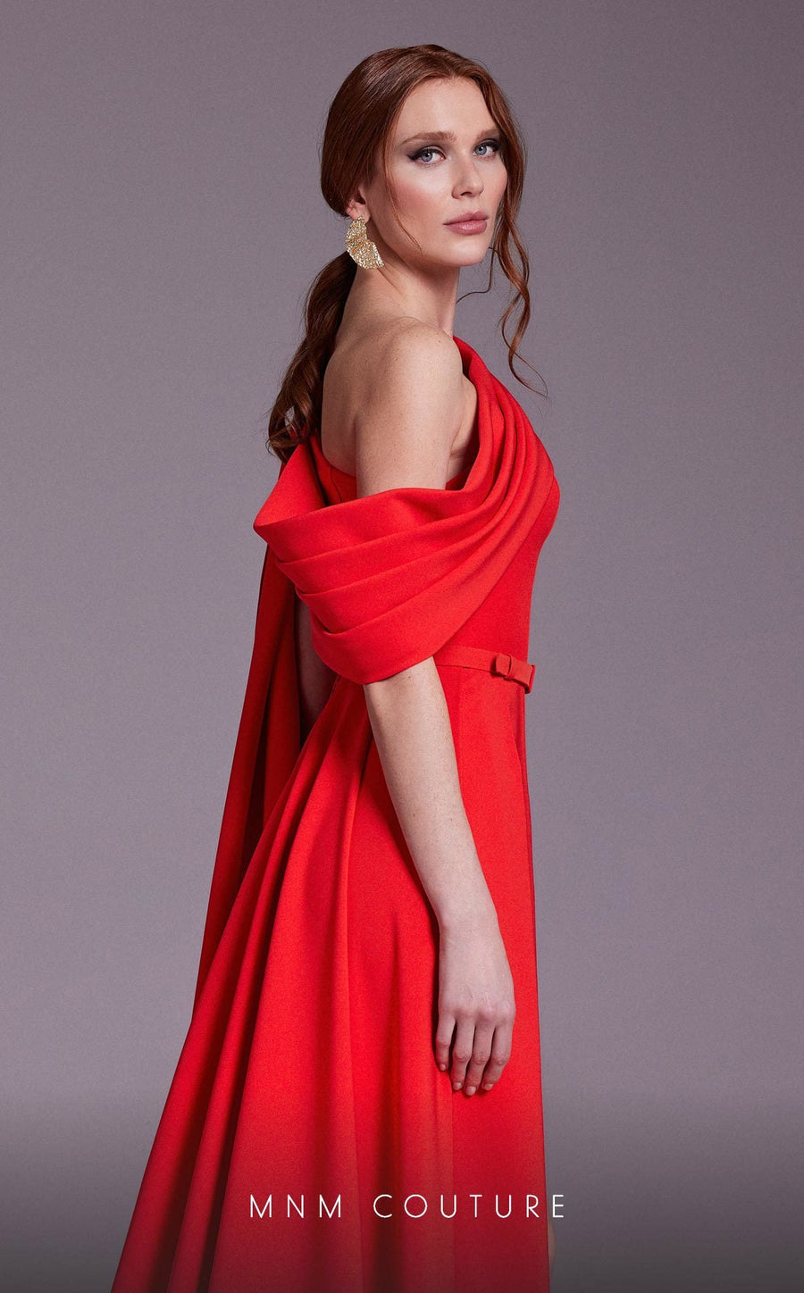 Formal Dresses Fitted Overskirt Long Slit Formal Dress Red