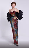 Formal Dresses Fitted Long Formal Detachable Puff Sleeves Prom Dress Black