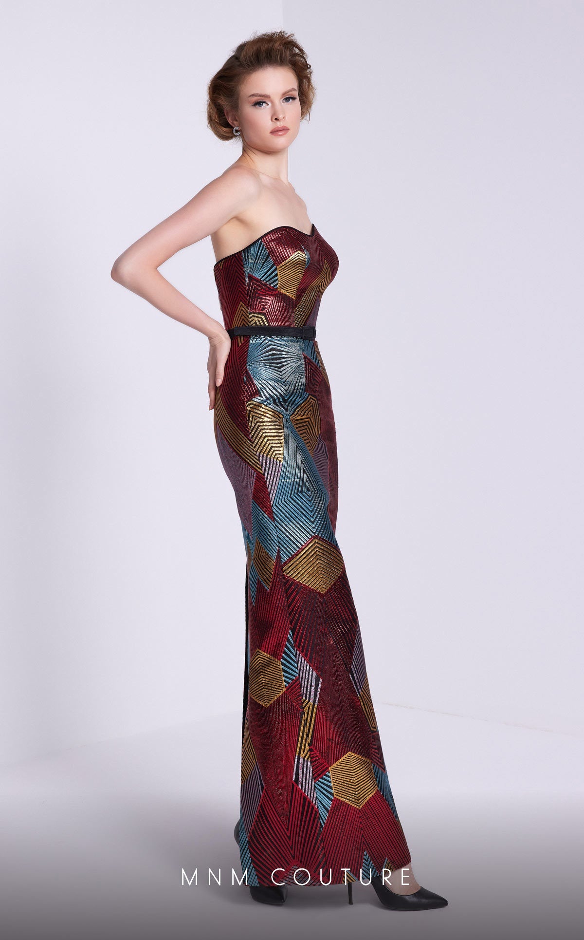 Formal Dresses Fitted Long Formal Detachable Puff Sleeves Prom Dress Black