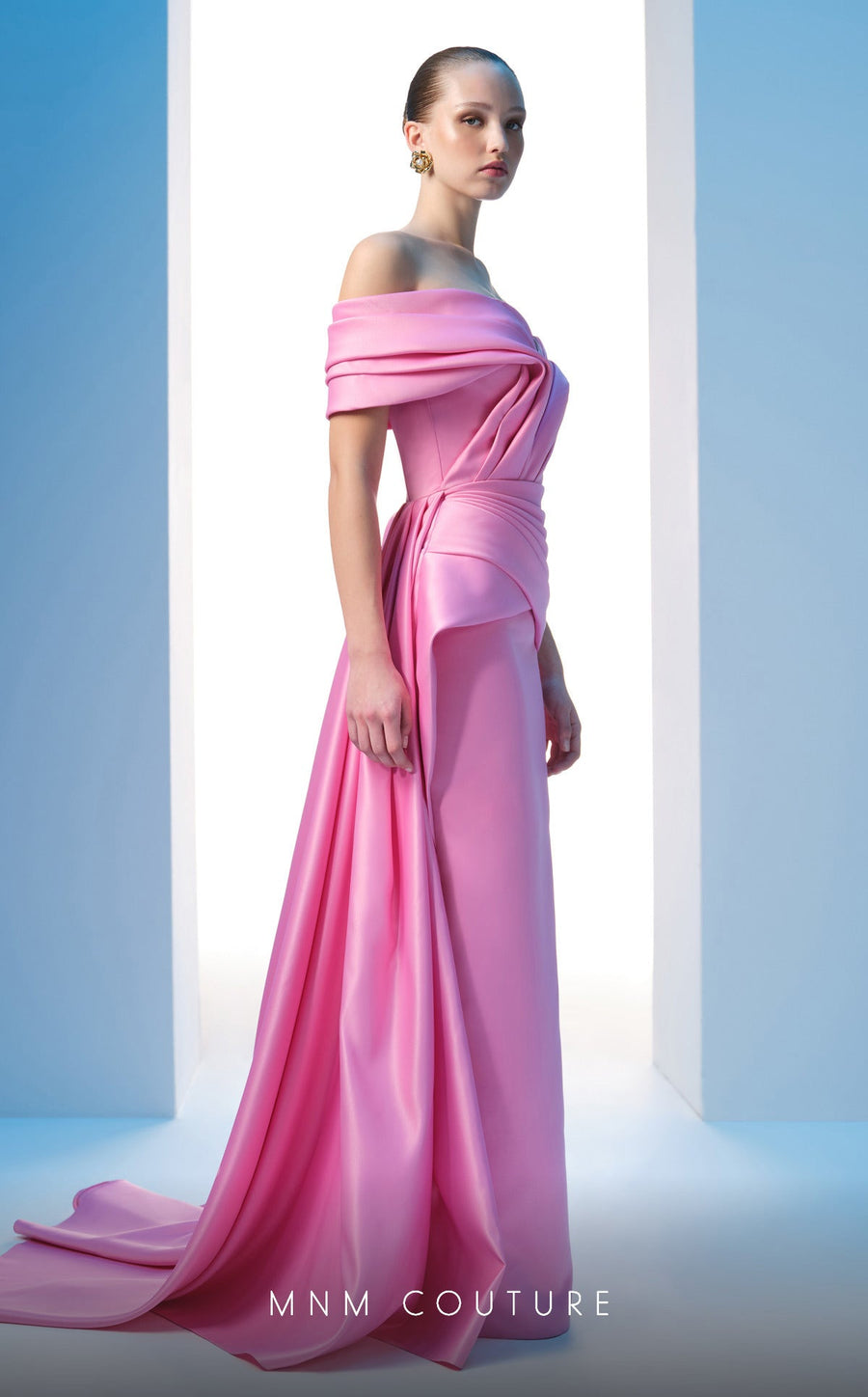 Formal Dresses Pleated Long Formal Peplum Evening Prom Dress Pink