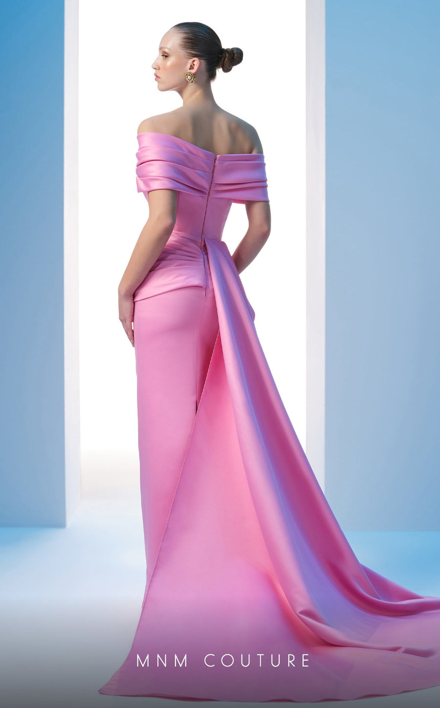 Formal Dresses Pleated Long Formal Peplum Evening Prom Dress Pink