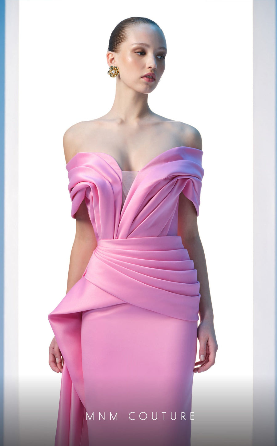 Formal Dresses Pleated Long Formal Peplum Evening Prom Dress Pink