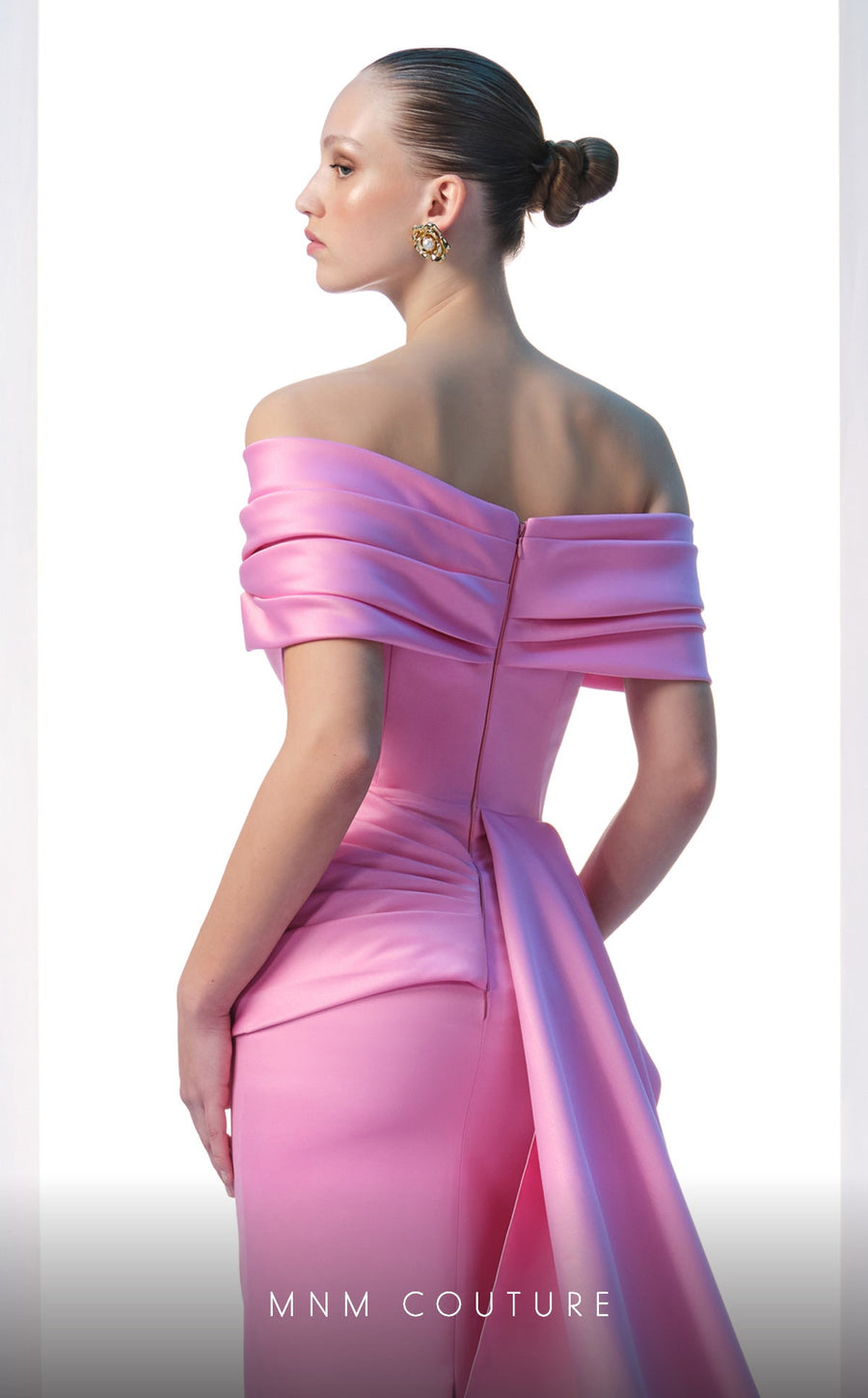 Formal Dresses Pleated Long Formal Peplum Evening Prom Dress Pink