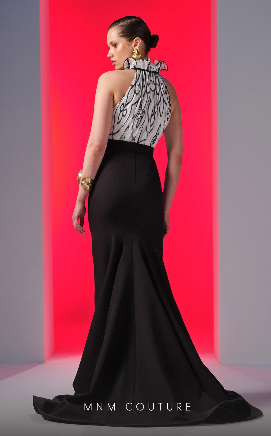 Formal Dresses Formal Long Mermaid Fit Evening Dress Black/White