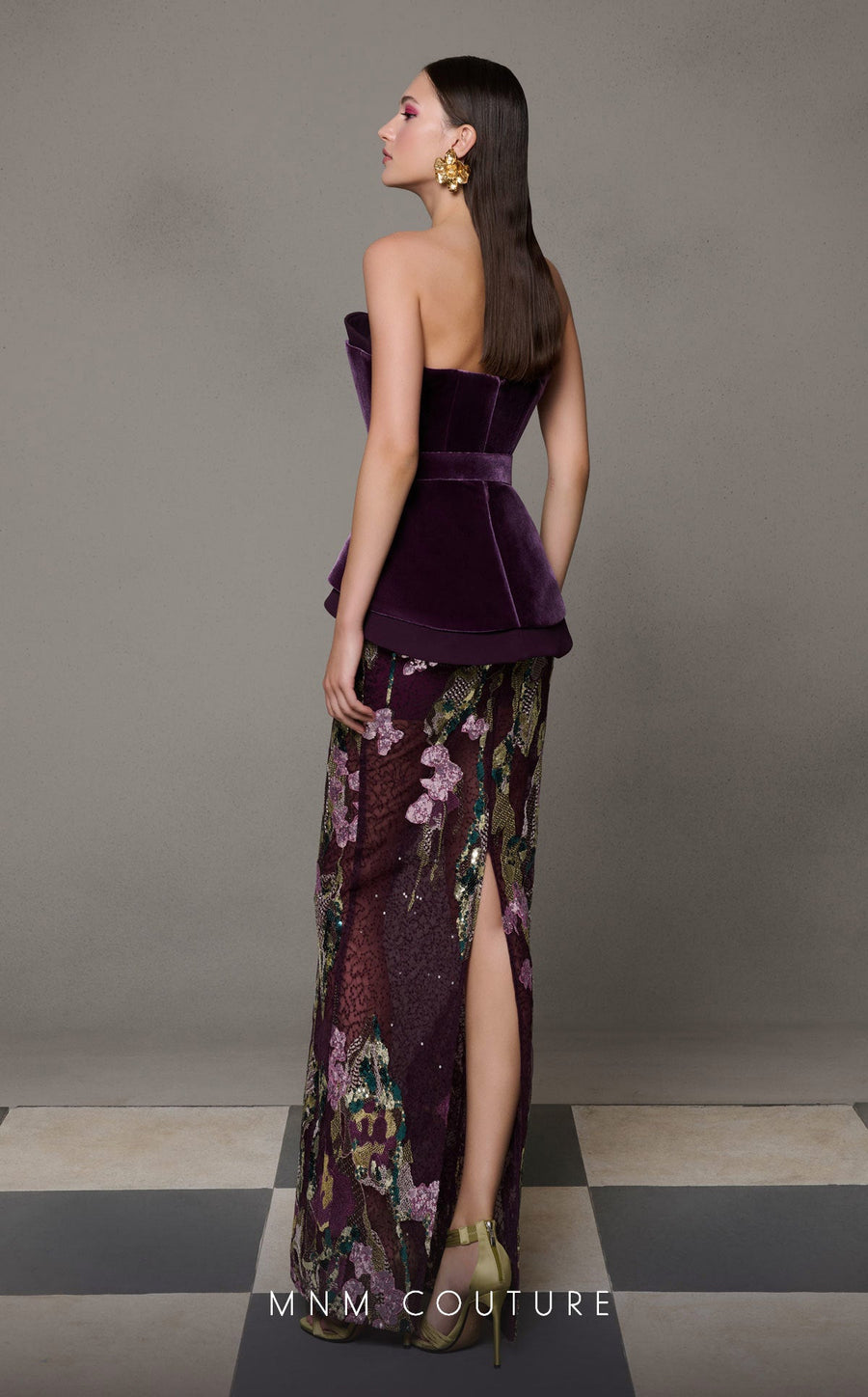 Formal Dresses Fitted Long Formal Sequin Velvet Evening Dress Magenta