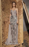 Prom Dresses Long Formal Fitted Overskirt Dress Silver