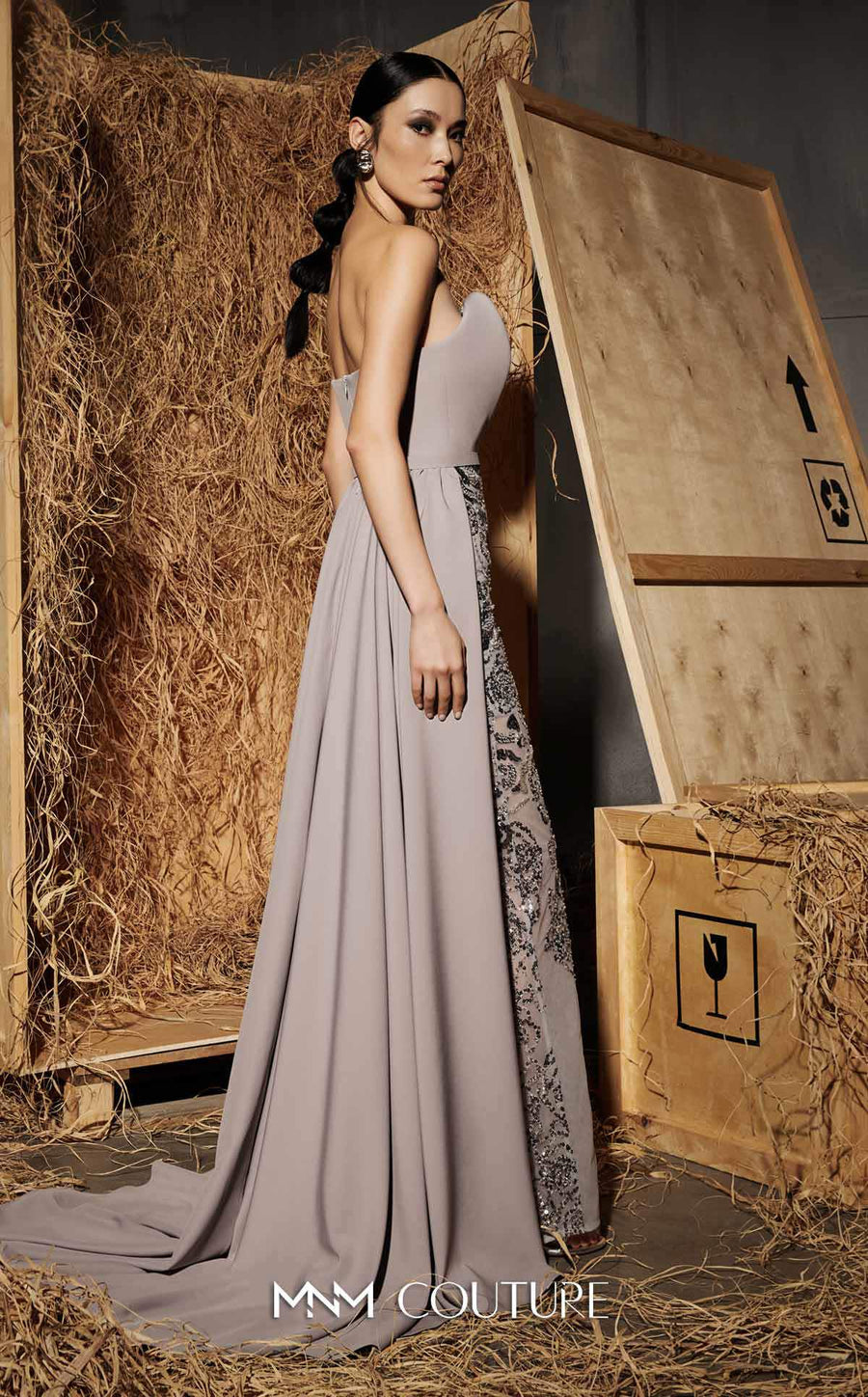 Prom Dresses Long Formal Fitted Overskirt Dress Silver