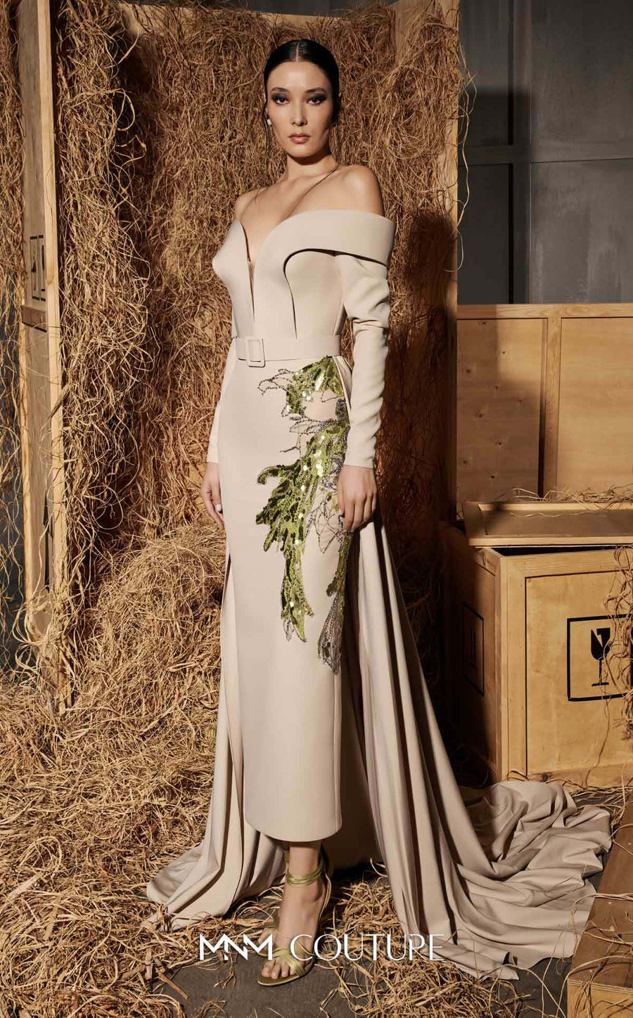 Formal Dresses Formal Long Fitted Evening Dress Beige
