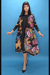3/4 Sleeve Aquatic Print Midi Dress