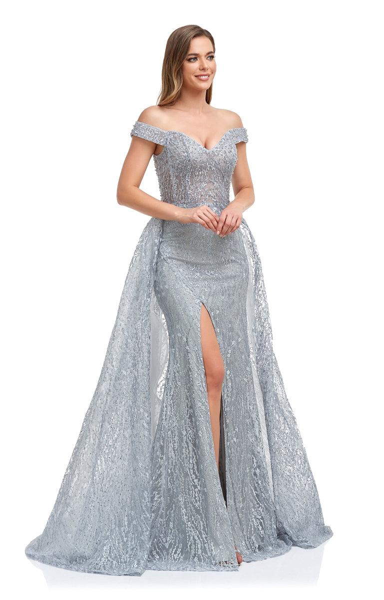 Prom Dresses Long Off Shoulder Formal Prom Dress Grey