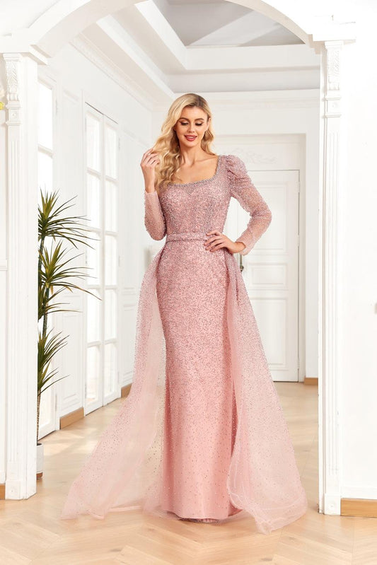 Prom Dresses Prom Long Sleeve Formal Evening Dress Rose