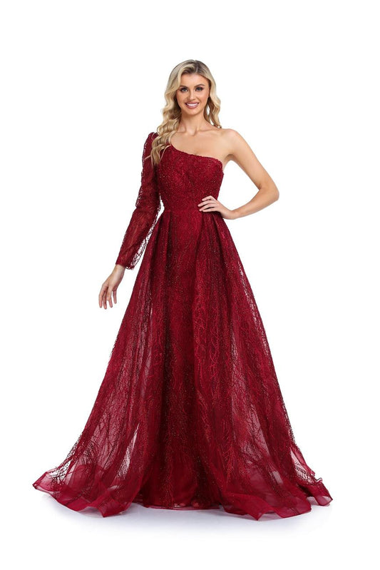 Prom Dresses Long One Shoulder Formal Prom Dress Wine