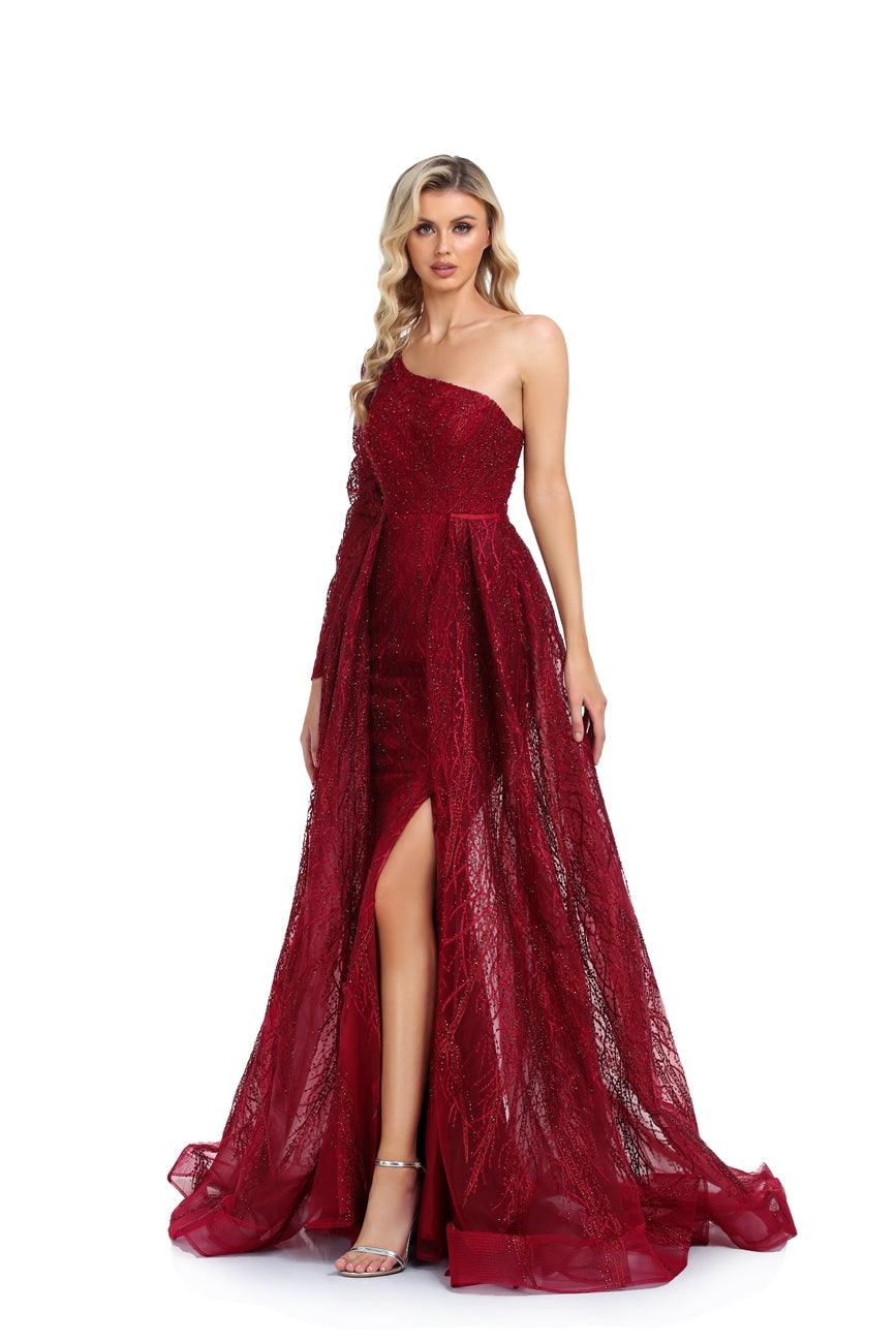 Prom Dresses Long One Shoulder Formal Prom Dress Wine