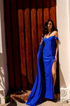 Prom Dresses Long Fitted Draped Prom Dress Royal Blue