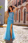 Prom Dresses Fitted Long Prom Dress Ocean Blue