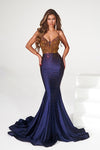 Portia and Scarlett Prom Long Fitted Dress PS22518 - The Dress Outlet Navy
