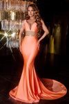 Prom Dresses Long Sleeveless Formal Fitted Prom Gown Orange