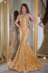 Prom Dresses Long Sleeveless Mermaid Prom Dress Gold