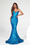 Prom Dresses Long Strapless Mermaid Prom Gown Ocean Blue