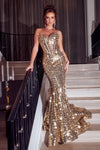Prom Dresses Long Strapless Mermaid Prom Dress Gold