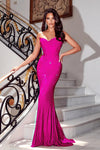 Prom Dresses Long Strapless Corset Prom Gown Hot Pink