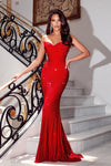 Prom Dresses Long Strapless Corset Prom Gown Red