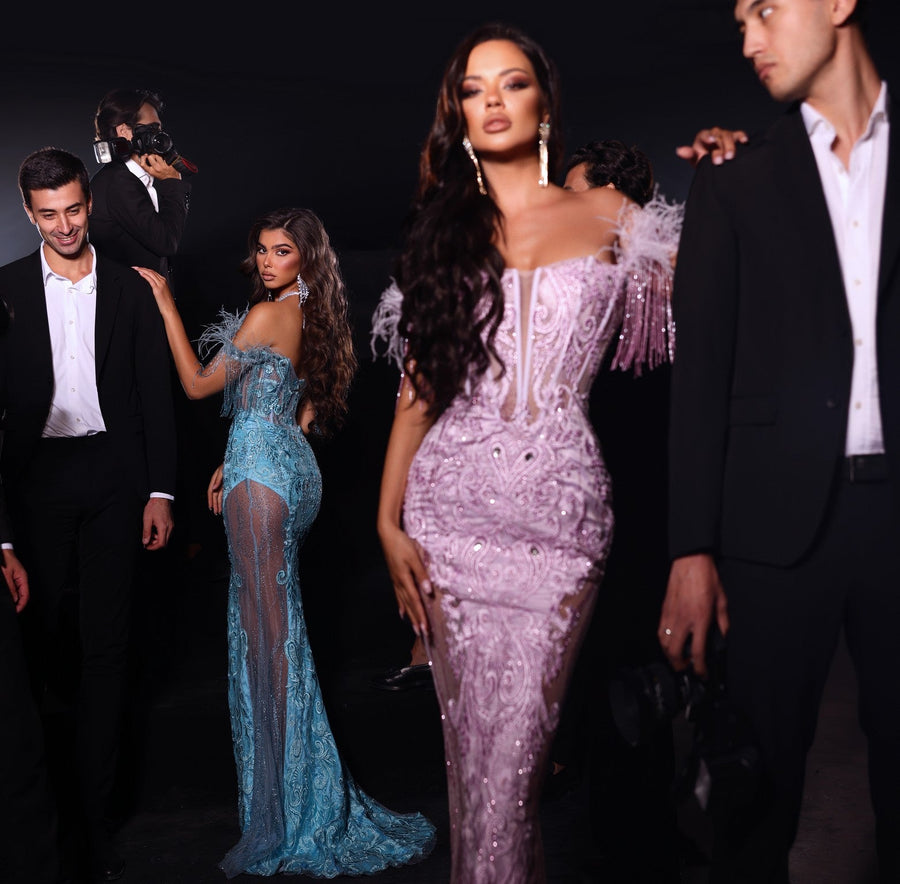 Prom Dresses Long Off Shoulder Mermaid Prom Gown Pink