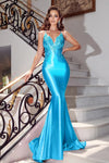 Prom Dresses Long Fitted Mermaid Prom Gown Blue