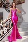 Prom Dresses Long Fitted Mermaid Prom Gown Hot Pink