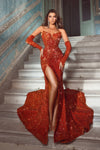 Prom Dresses Long Strapless Mermaid Prom Gown Burnt Orange