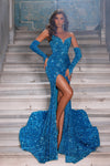 Prom Dresses Long Strapless Mermaid Prom Gown Turquoise
