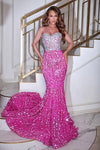 Prom Dresses Long Strapless Sweetheart Mermaid Prom Gown Pink Silver