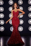 Prom Dresses Long Spaghetti Strap Mermaid Prom Dress Red