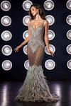 Prom Dresses Long Beaded Mermaid Prom Gown Silver Gold AB