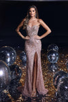 Prom Dresses Long Strapless Glitter Prom Dress Rose