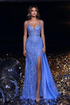Prom Dresses Long Beaded Spaghetti Strap Prom Dress Blue