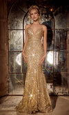 Prom Dresses Prom Fitted Long Sequin Formal Evening Dress Gold