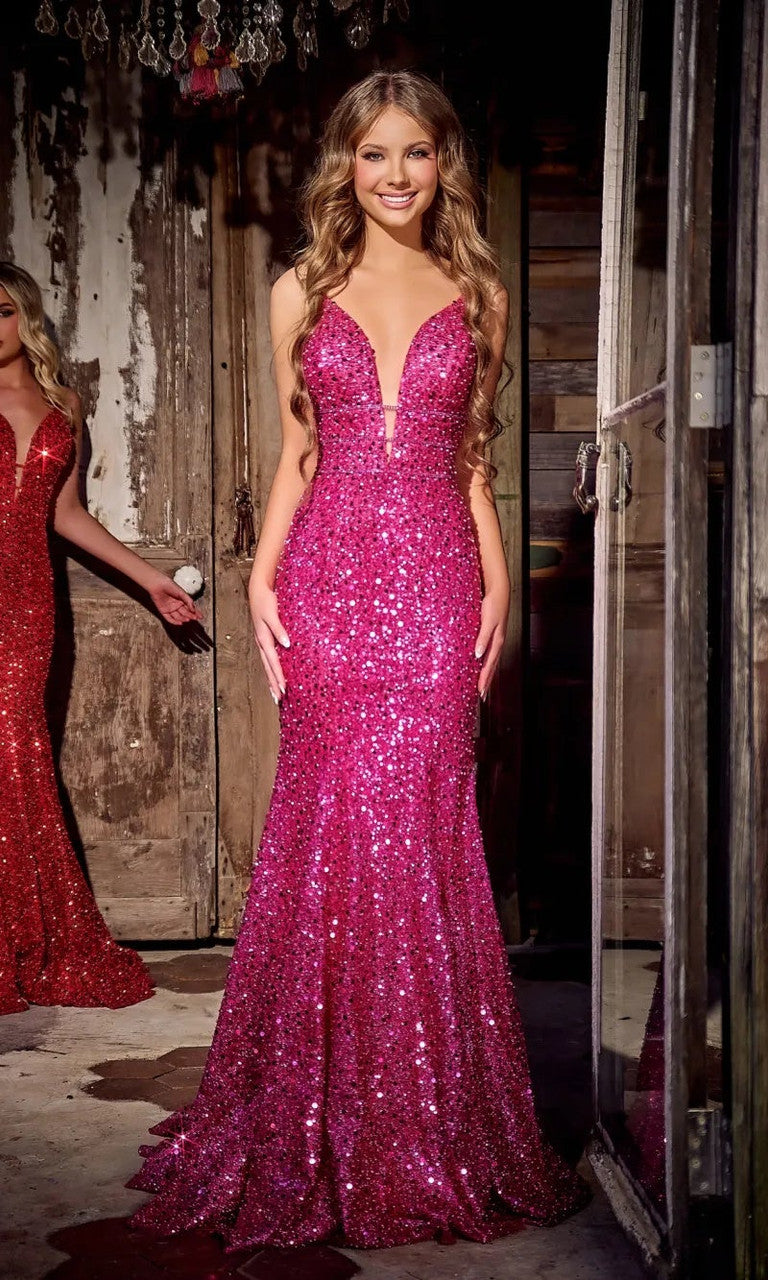 Prom Dresses Prom Fitted Long Sequin Formal Evening Dress Hot Pink