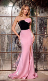 Prom Dresses Fitted Slit Long Formal Velvet Prom Dress Black Pink